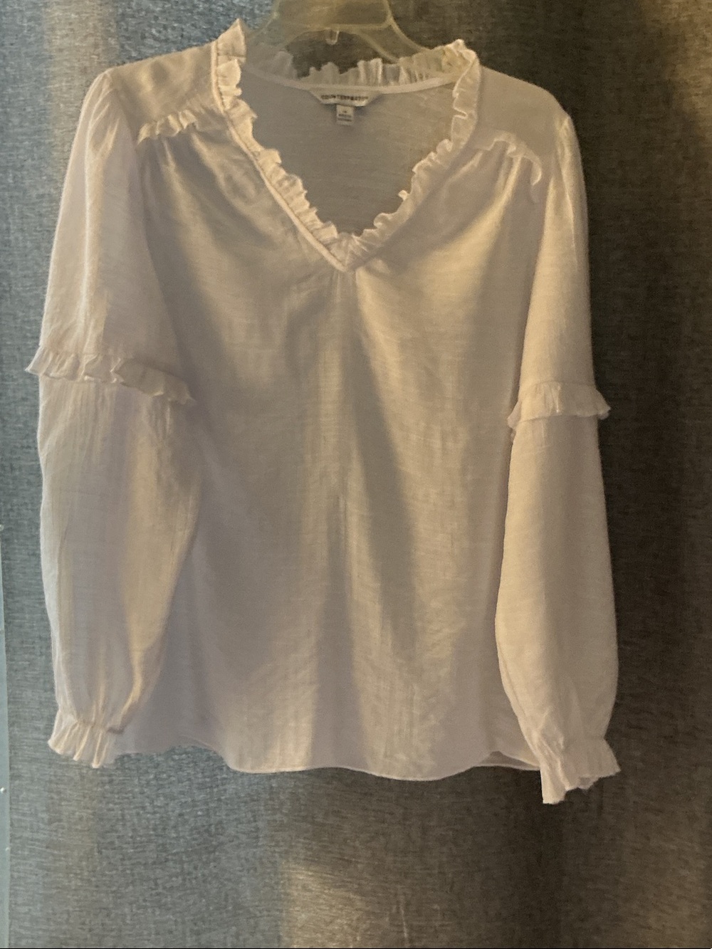 Counterparts Ivory Ruffle V-Neck Blouse